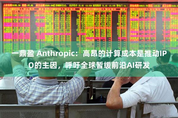 一鼎盈 Anthropic：高昂的计算成本是推动IPO的主因，呼吁全球暂缓前沿AI研发